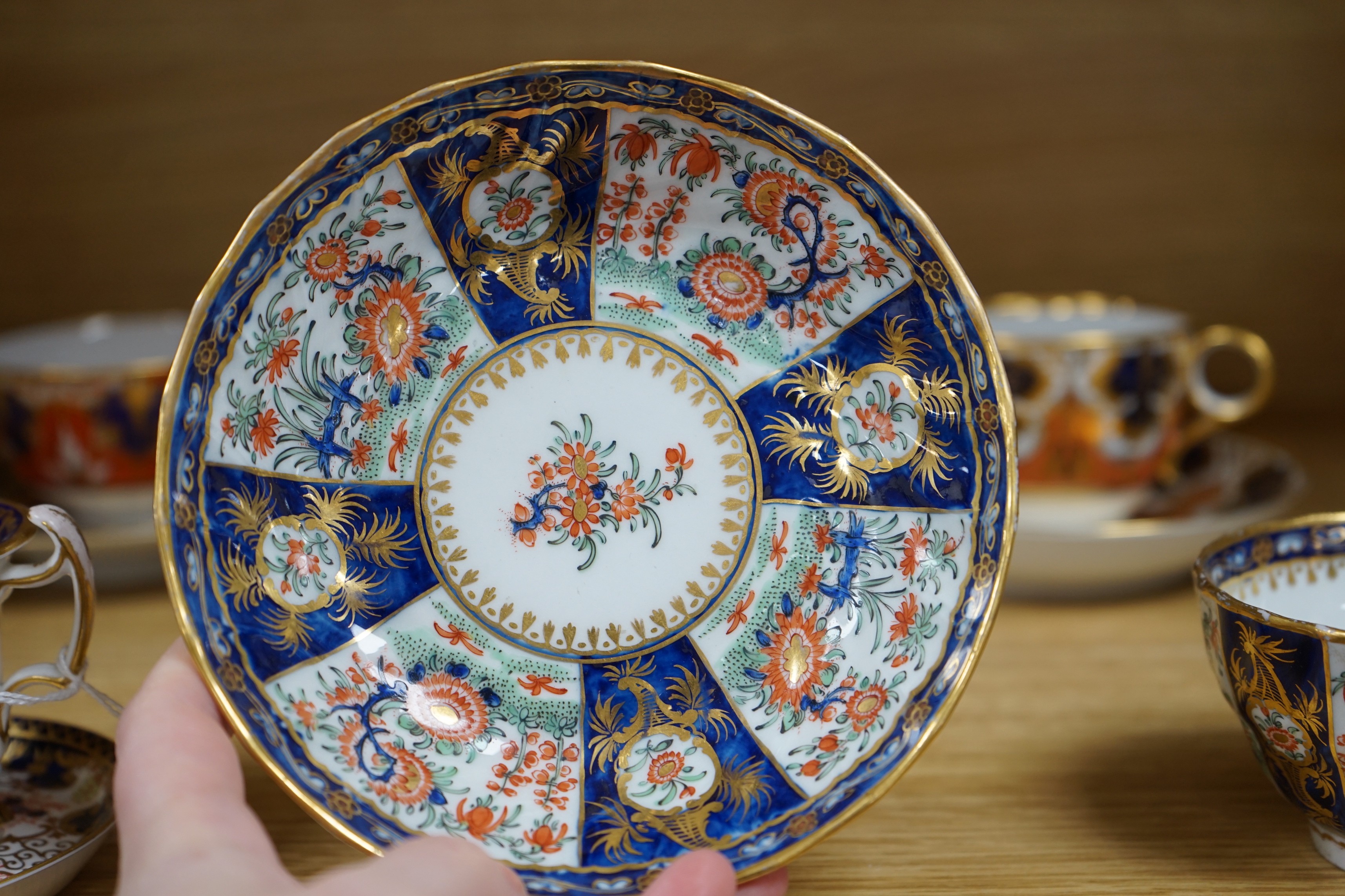 A selection of various English porcelain tea cups and saucers, to include Barr Flight Barr